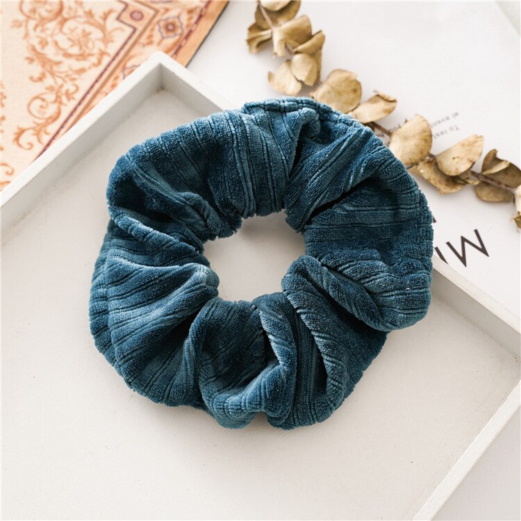 Coleteros de terciopelo dorado para niña, lazos de anillo de pelo sólido para niña, coleteros, banda de goma, diadema verde, accesorios para el cabello: 2