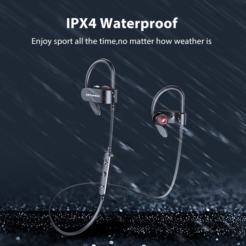Awei  wt50 sport kabellose ohrhörer mit bluetooth, dual-power-funktion, ohrbügel, wasserdicht ( ipx4) , geräuschunterdrückung und hifi-stereo-sound