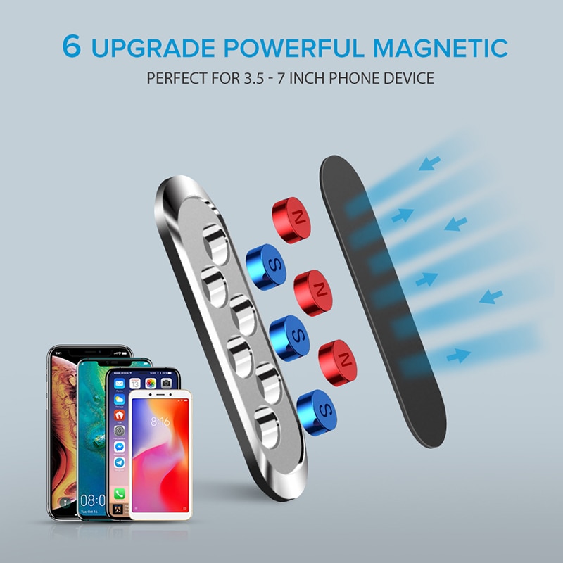 TKEY Magnetic Car Phone Holder mini Strip Paste Stand For iPhone Samsung Xiaomi Wall Zinc Alloy Magnet GPS Car Mount Dashboard