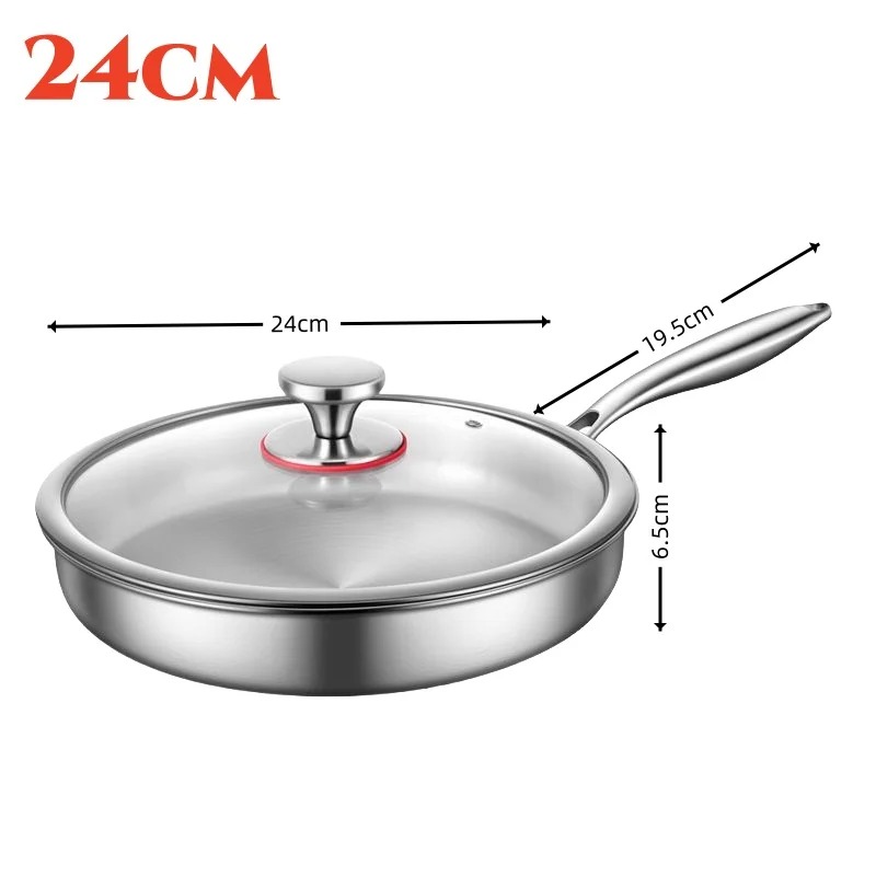 Sartén alemana de acero inoxidable 316, plancha dorada de titanio, freidora antiadherente, sartén para freír para uso en llamas abiertas con tapa: YELLOW
