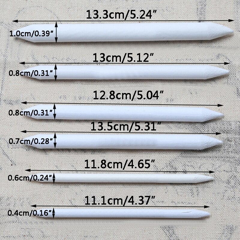 6pcs/set Blending Smudge Stump Stick Tortillon Sketch Art White Drawing Charcoal Sketcking Tool Rice Paper Pen Supplies