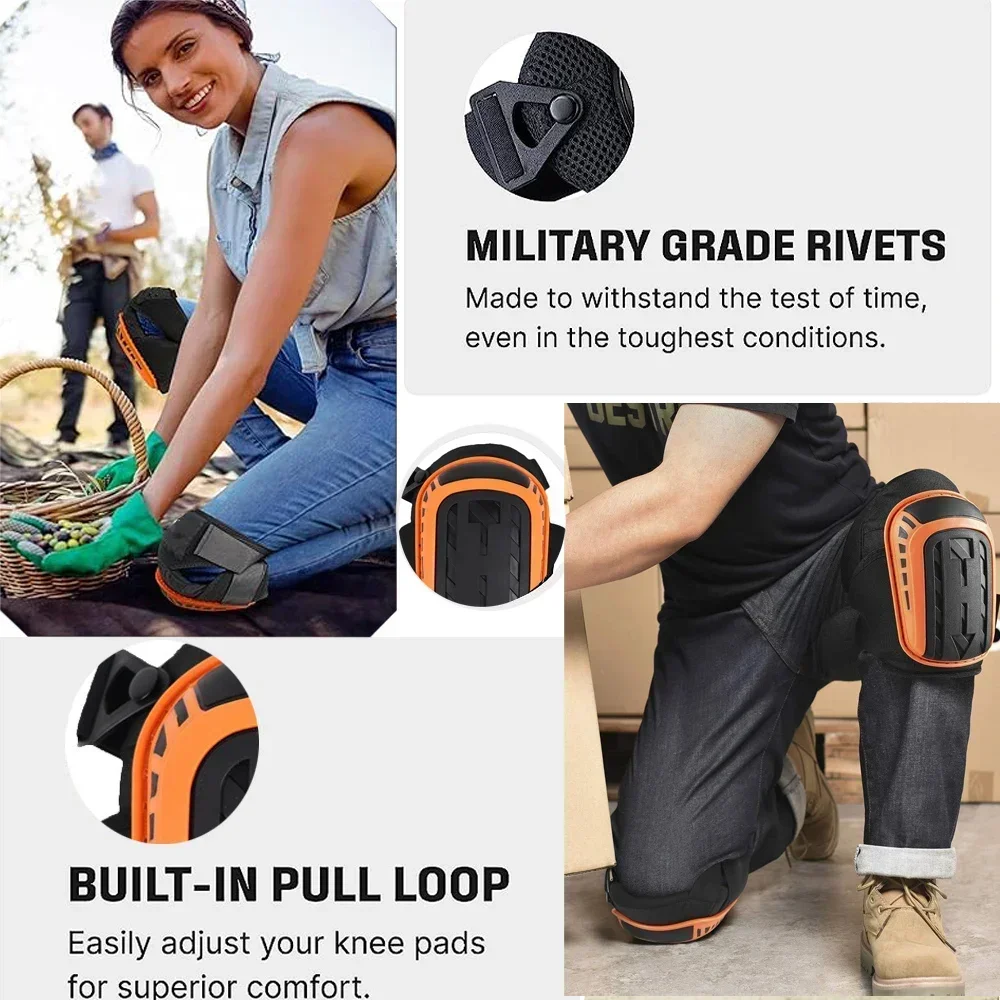 Knee Pads for Work-Heavy Duty Support Kneepads with Gel Cushion&Anti-Slip Straps-Construction,Flooring,Gardening,Cleaning,Tile