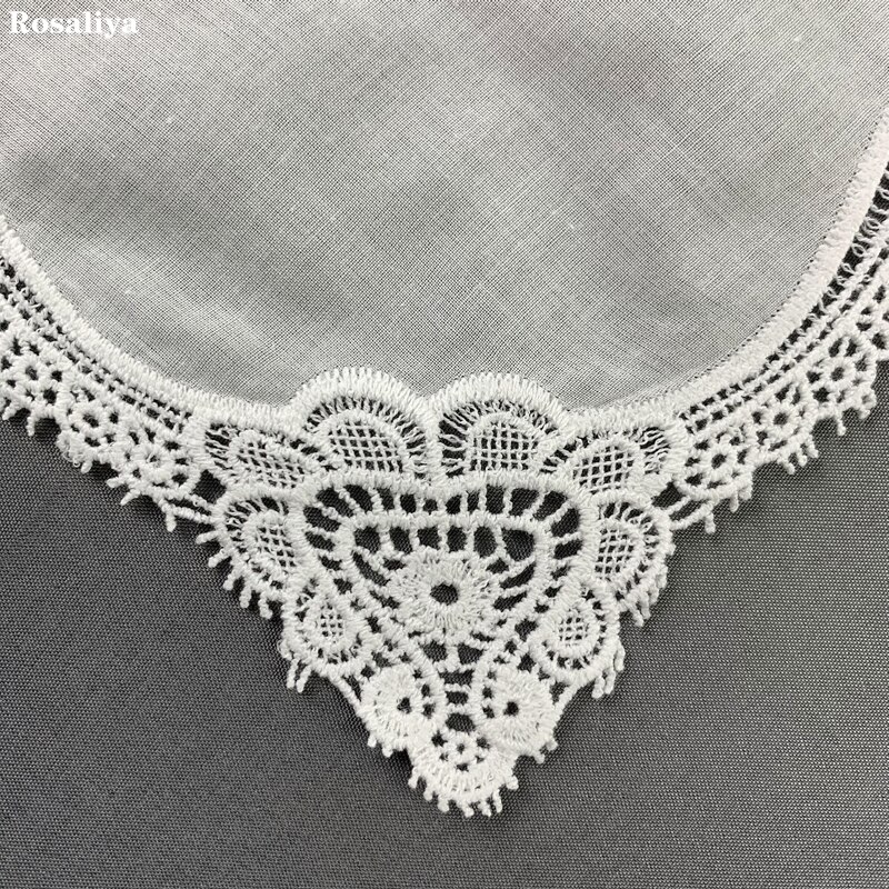 Dames mouchoir blanc doux 100% coton mouchoir de mariage brodé dentelle au crochet pour les Hankies de mariée