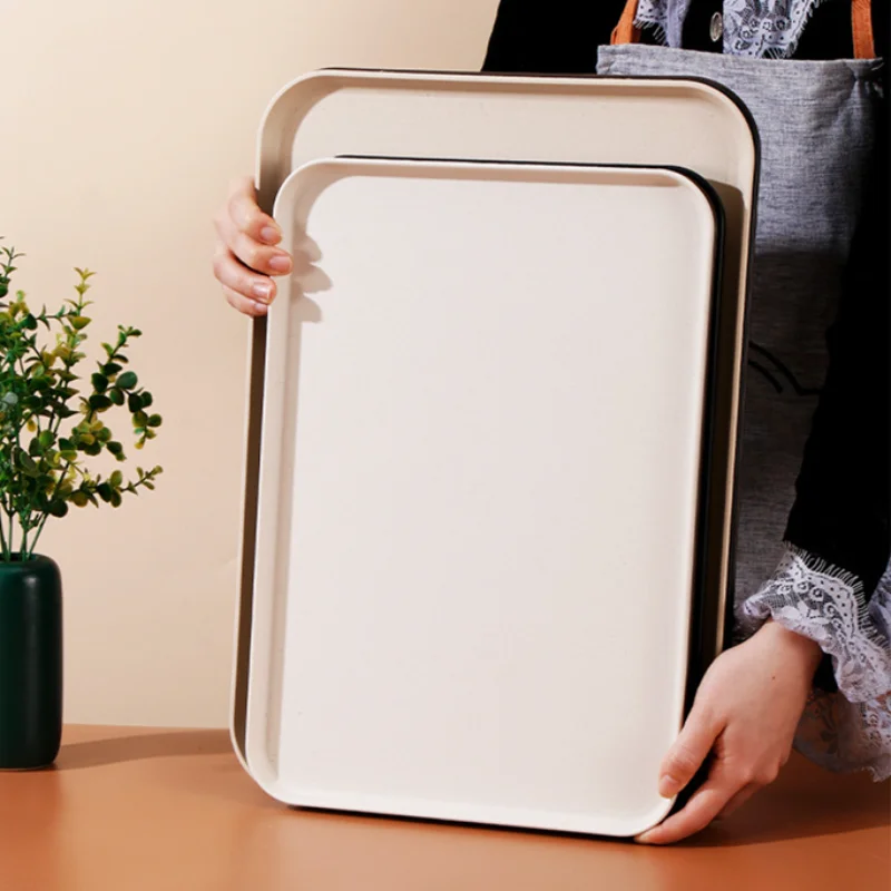 Plateau en plastique rectangulaire, grands plateaux de service pour hôtel, Restaurant, plat à thé, eau, petit déjeuner à la maison, poêle à pain, organisateur de Table basse