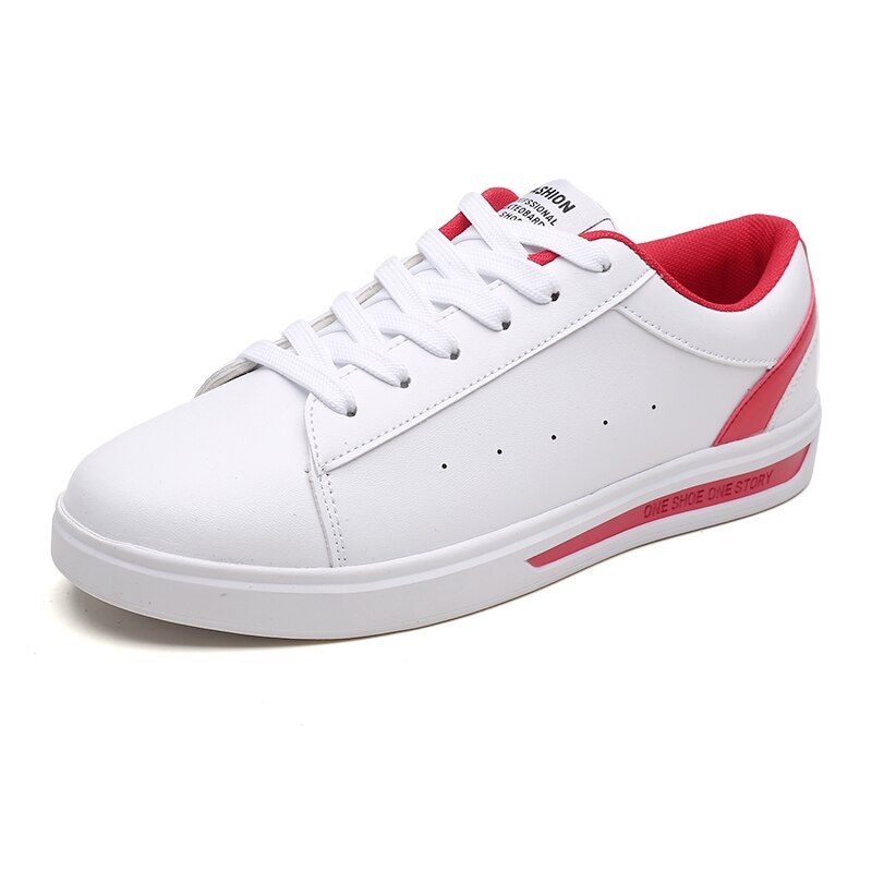 White Flats Sneakers Gym Sport Shoes Men Tennis Shoes Male Stability Athletic Trainers Tenis Plataforma Chaussure Homme: Red / 6.5
