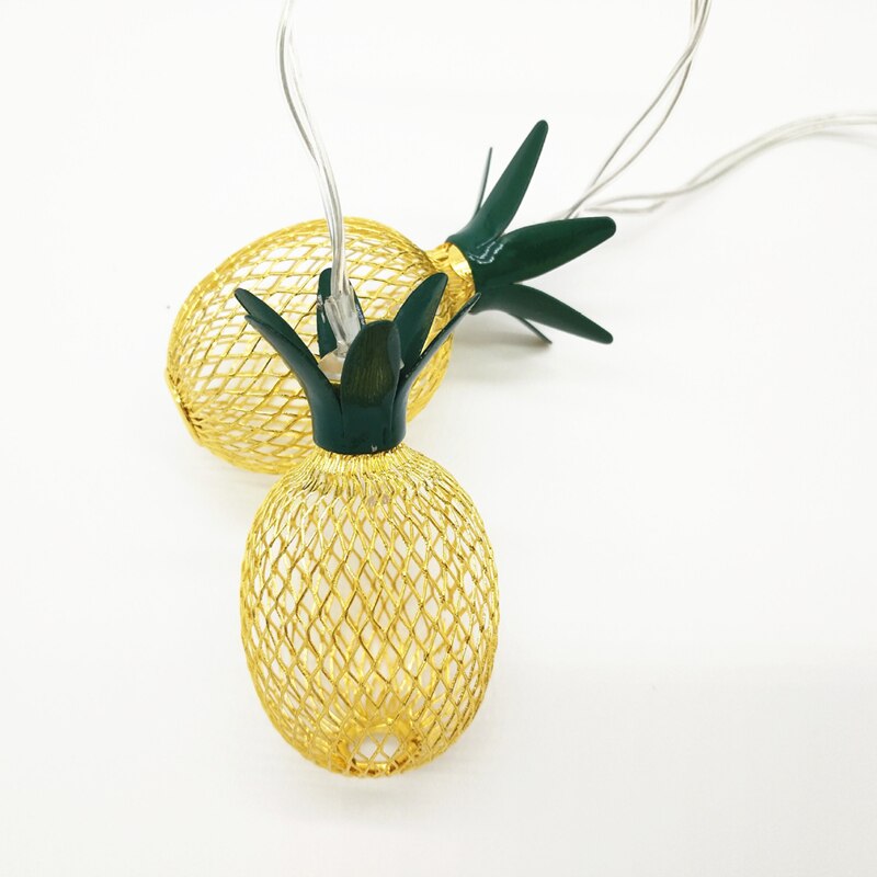 Guirlande lumineuse en métal à 10 ou 20 LED, fruits, ananas, féerique, alimenté par batterie USB, pour noël, mariage, décoration