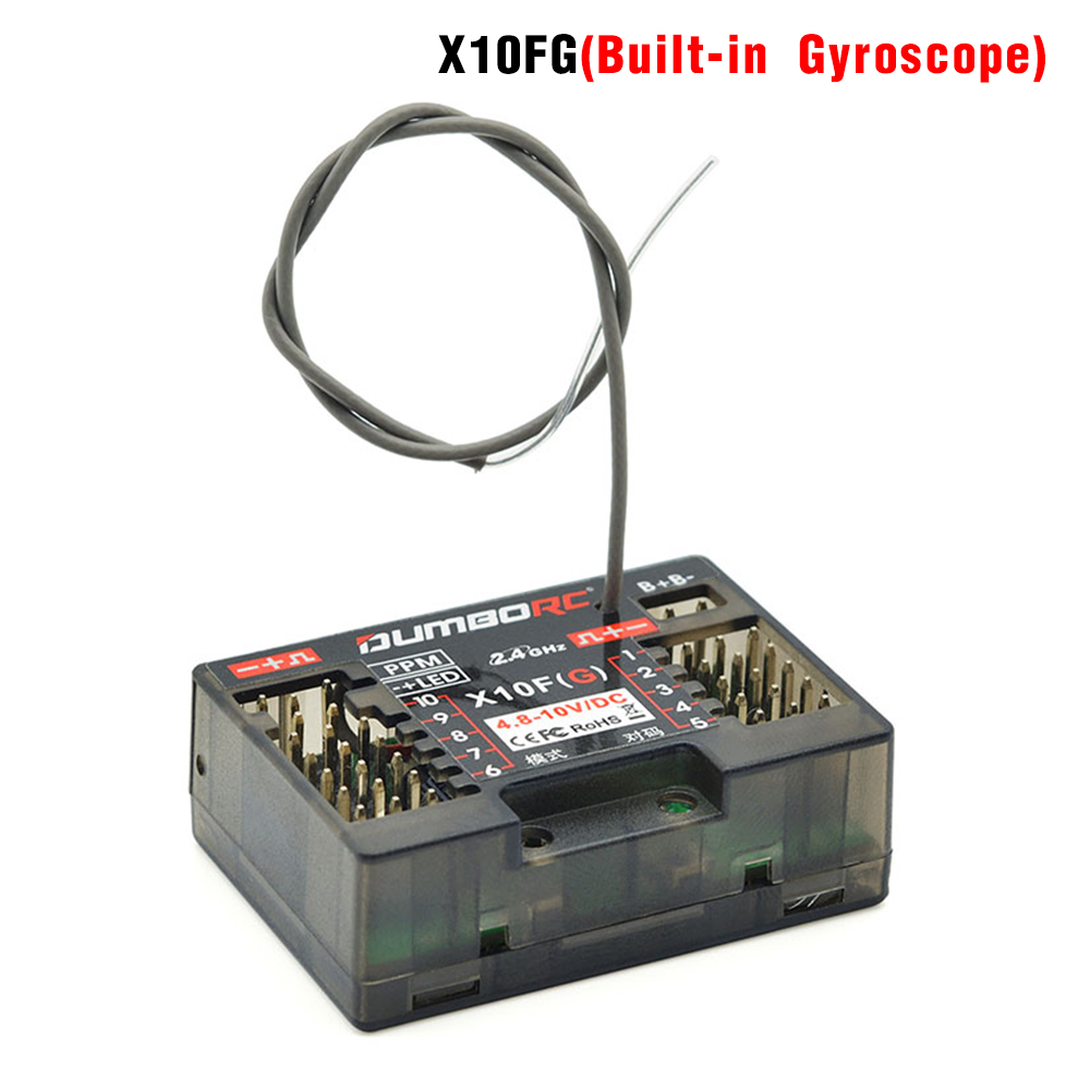 DUMBORC X10F X10FG 10CH 2.4G RC Gyro Receiver for X10P-350 Transmitter: Yellow