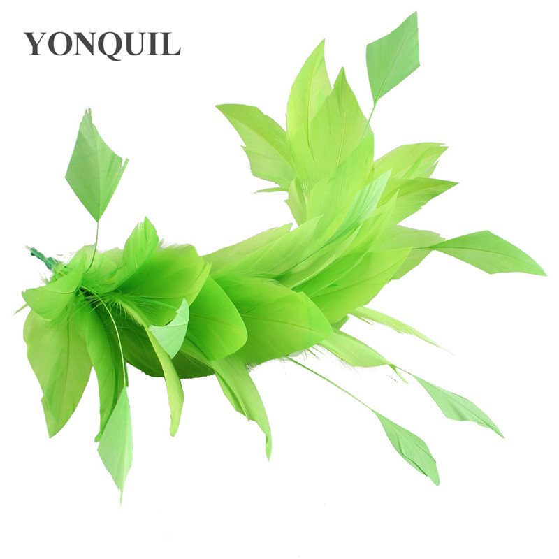 Nuevos y hermosos ramilletes de boda de plumas de pavo, manualidades de plumas para tocado, sombrero DIY, tocado, accesorios de decoración, longitud 25CM: Verde claro