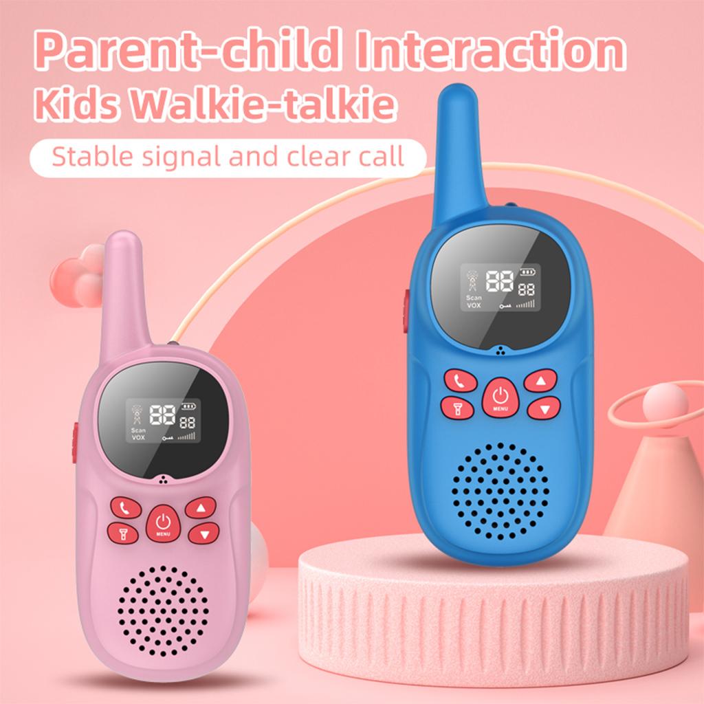Waterproof Walkie Talkies Toys Wireless Radio Back Clip with Lanyard Camping: Pink and Blue