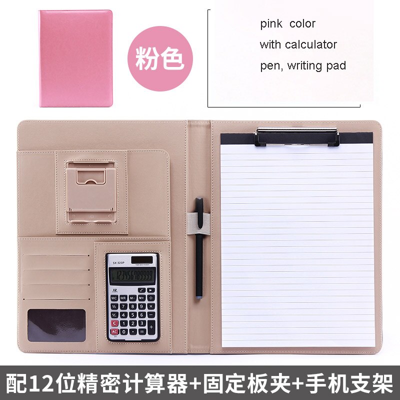 Multifunctional A4 file folder Opening Sheet Writing Splint Stationery Cortex Sales Manager folder Business Folder: pink B