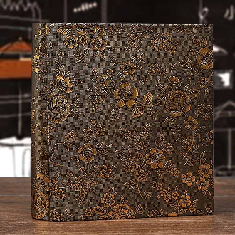 6 zoll Fotoalbum Leder Blumen- Lagerung Kasten 100 Blätter EinfüGen Seite Album Liebhaber freundlicher Buch Speicher Hochzeit DIY foto