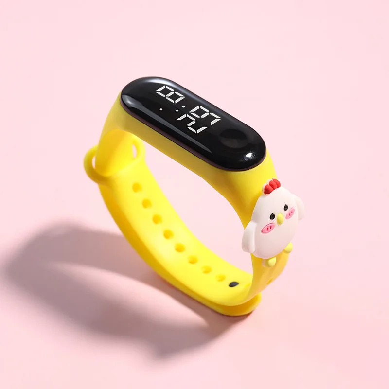 Reloj Digital de para niños, relojes deportivos de silicona, relojes electrónicos para niñas, reloj de pulsera Led de dibujos animados para niños: Gris oscuro