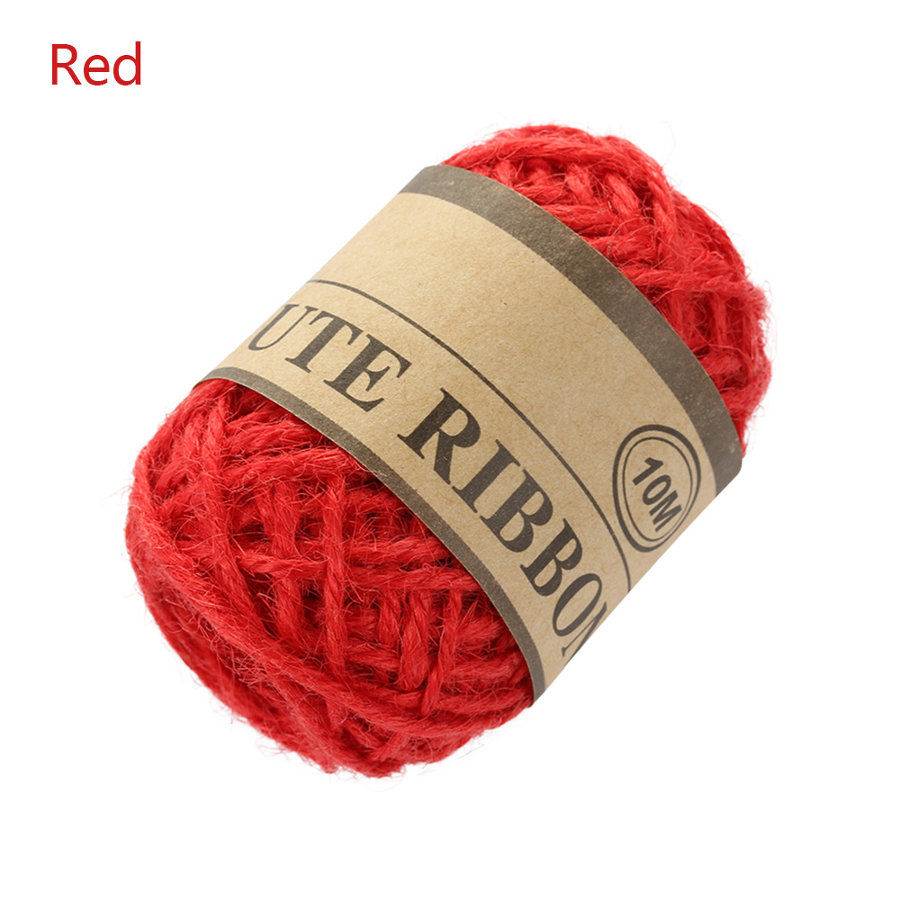 10m natuurlijke jute touw diy touw koord hennep touw 1mm rustieke verpakking touw bruiloft sticker huis textiel kleding decoratie: Rood