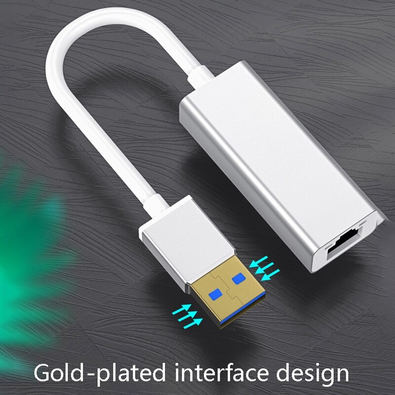 Portable USB3.0 Conversion RJ-45 Gigabit Drive-Free Aluminum Alloy Ethernet Network Card Converter for All Computers