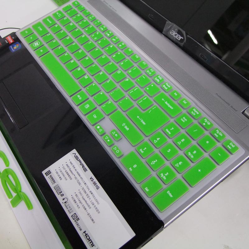 Laptop Keyboard Cover for Acer Aspire E 15 - Ultra-thin Silicone Protector - Waterproof & Dustproof: Green