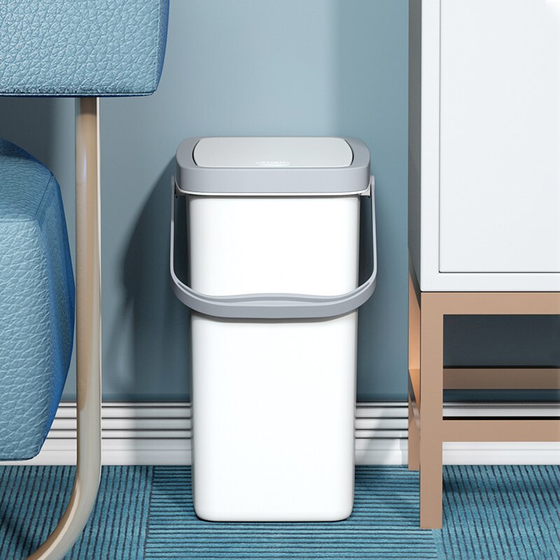 Konco Trash Can with Lid,Waste Bin with Swing-top Lid,Plastic Swing Lid Trash Bin for Bathroom Kitchen and Office