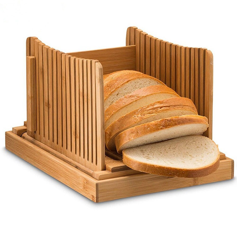 Bread Slicer Bamboo Foldable Bread Slicing Guide Bun Cutting Home Kitchen Tool Bamboo Bread Slicer Cakes Pastry Crumb Bread