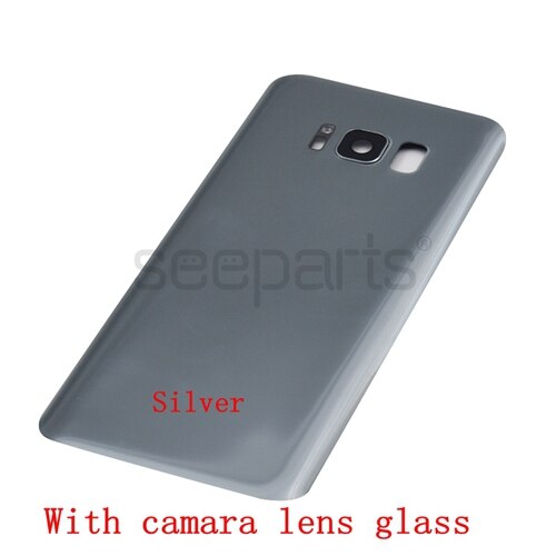 5.8" For SAMSUNG Galaxy S8 G950F Back Battery Cover Door Rear Glass Housing Case Replace For SAMSUNG S8 Battery Cover: Silver With Lens