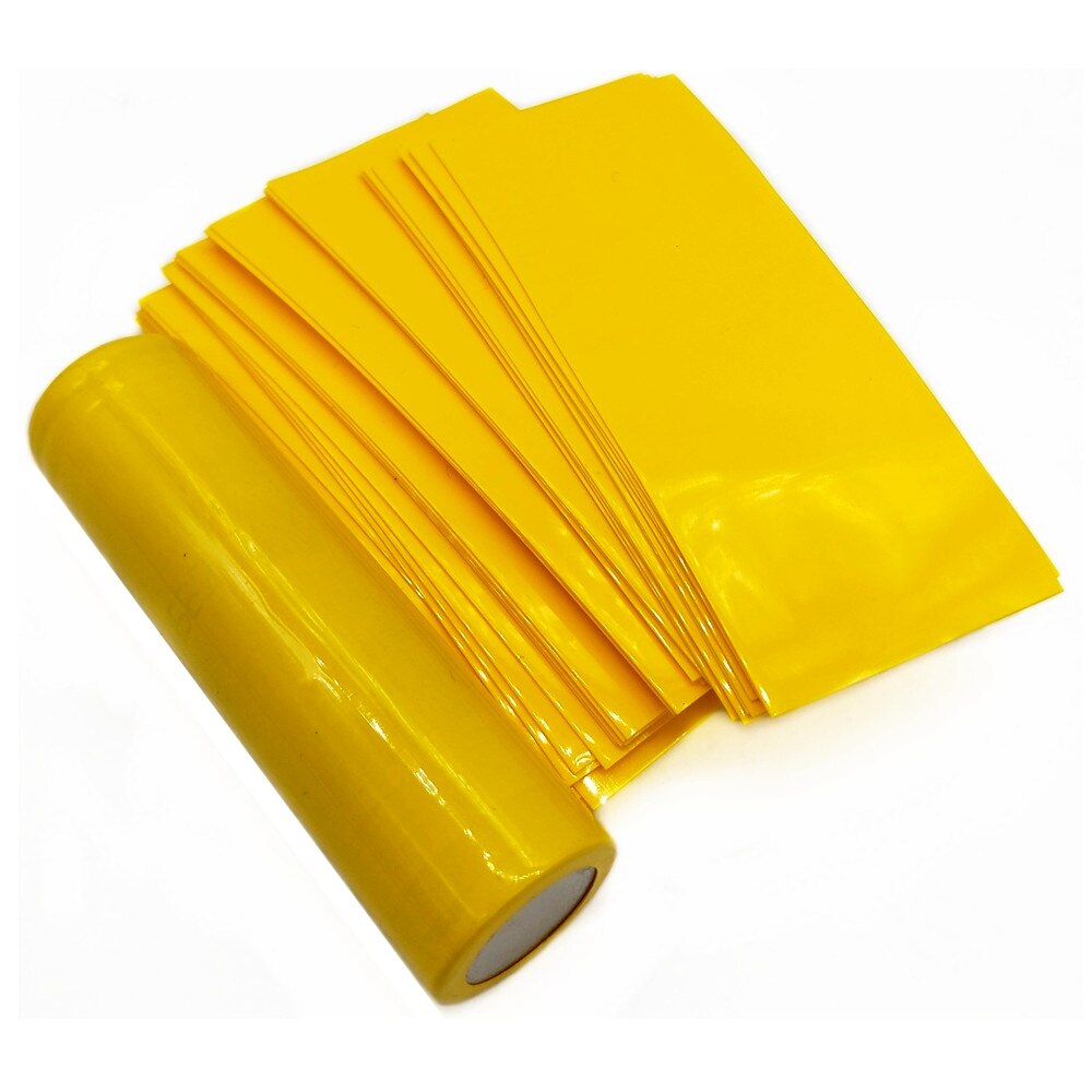 100Pcs/Pack 21700/20700 Battery Sticker A-touch Colorful 18650 Battery Wrap Protective Skin Sleeve PVC Heat Shrinkable Tubing: Yello-100pcs