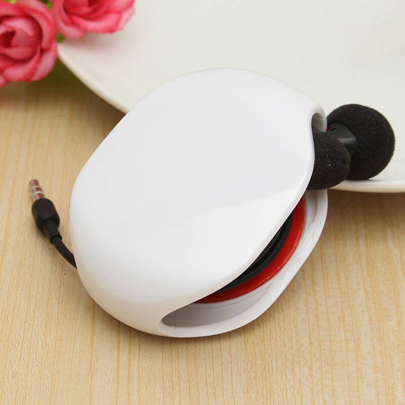 2 stuks automatische oprolbare oortelefoon-headsetkabel, hoofdtelefoonopberger, geel en wit