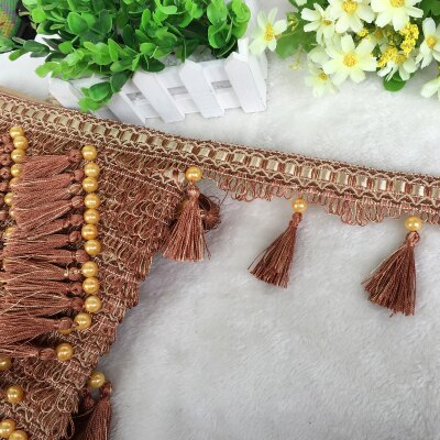 12 piha / tontti verho pitsi koriste tupsu hapsu diy helmet pallo sohva pöytäliina pitsitarvikkeet roikkuu side ompelu: 14 punaista kahvia