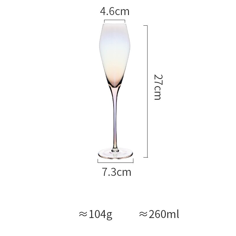 Rainbow plated Lead-free crystal glass cup Inclined mouth wine glass cocktail glass Champagne glasses goblet party Drinkware: Multi-Color 260ml