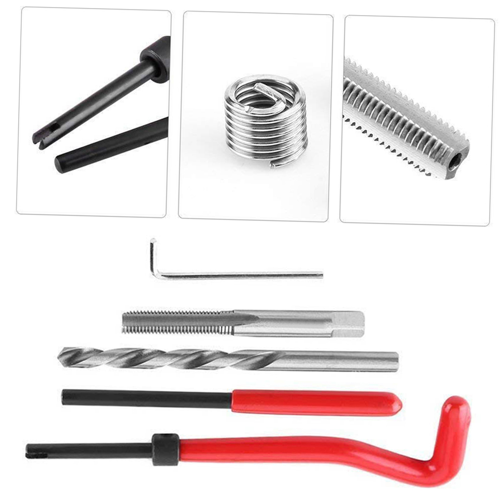 30 Uds Kit de inserción de reparación de hilo métrico M3 M4 M7 M9 M11 Helicoil Car Pro herramienta de bobina 304 bolsa de herramientas de reparación de automóviles de acero inoxidable