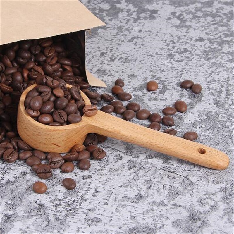 Cuchara medidora de madera con mango largo, utensilios de medición para cocina, café, sopa, hogar