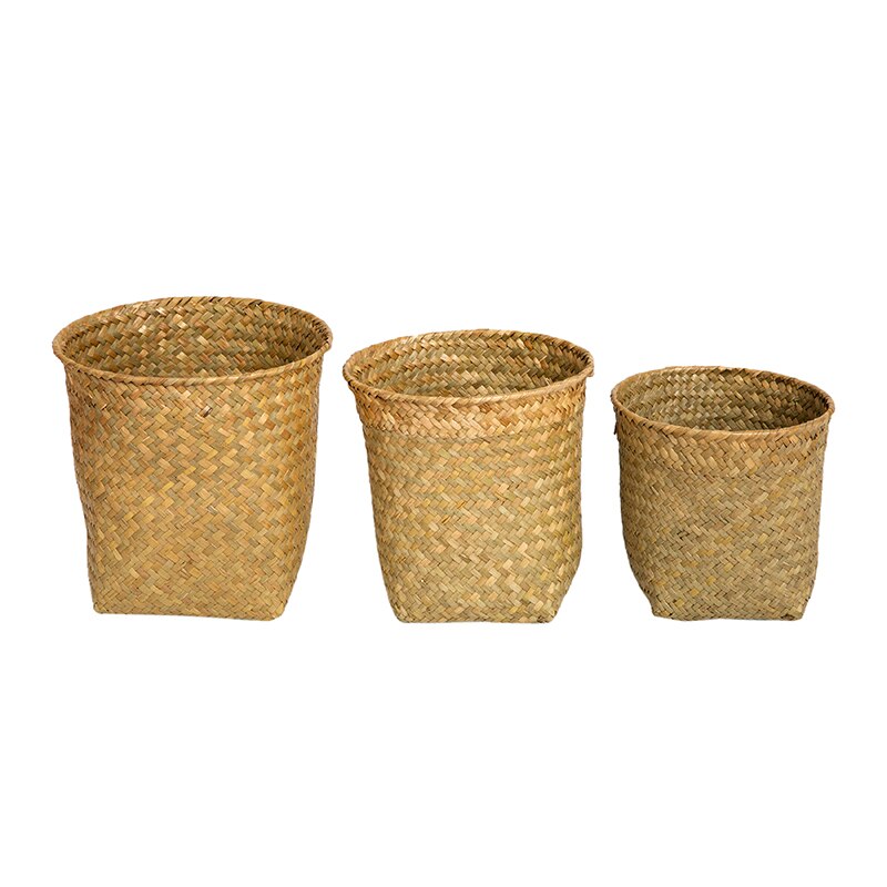 Wicker Storage Baskets Handmade Remote Control Toy Sundries Storage Container Natural Seagrass Woven Garden Pot Basket