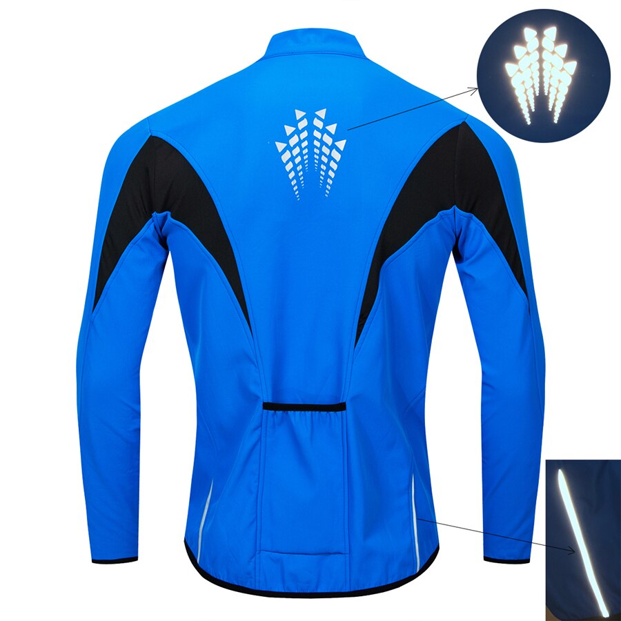 Reflective Windproof Cycling Jacket Men Blue Waterproof Coat Fleece Windbreaker Mountain Bike Bicycle Clothing Roupa Ciclismo