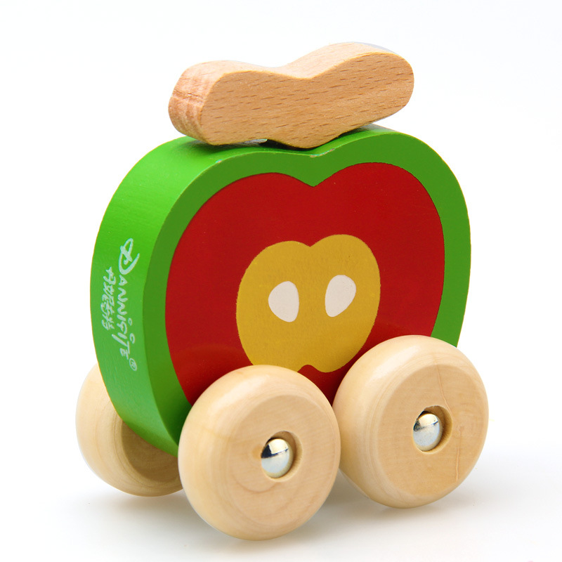 Kinder Holz Tier Zug Modell Schiebe Push-pull Auto Obst Warenkorb Visuell Für Kleinkind Inspirierende Kid Nette pluzzles: 4