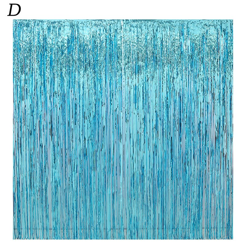 1pc farverige regn silke gardin farve strip kvast tillykke med fødselsdagen festbryllup baggrund væg dekoration hjem forsyninger: Blå