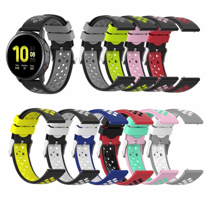 20mm Two-color Watch Strap For Samsung Galaxy Watch Active 2 Sport Silicone Smart Wristbands For Galaxy Watch Active 2 Strap