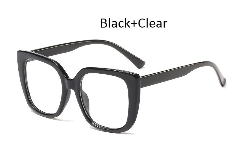 #39 sort firkantet brillestel dame stort brillestel oversized styles acetat: Sort klar