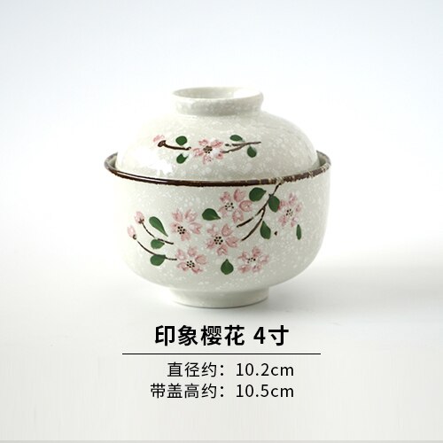 Japansk husholdning keramisk håndmalet kugle fuglerede kop med låg lille suppe risskål stuet gryde kop med dækning terrin: 3