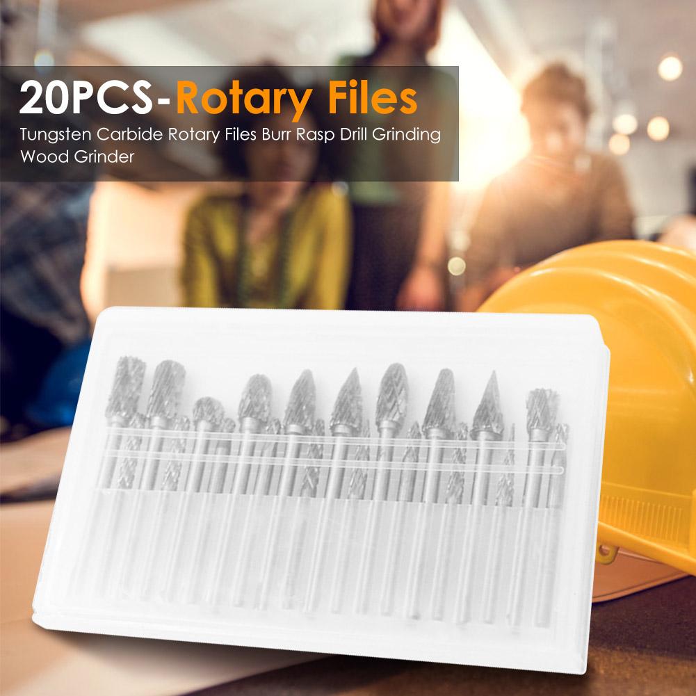 20pcs Carbide Rotary Files Soft Metal Plastic Wood Grinding Carving Rotary Rasp for Chemical Technology High precision Hand Tool