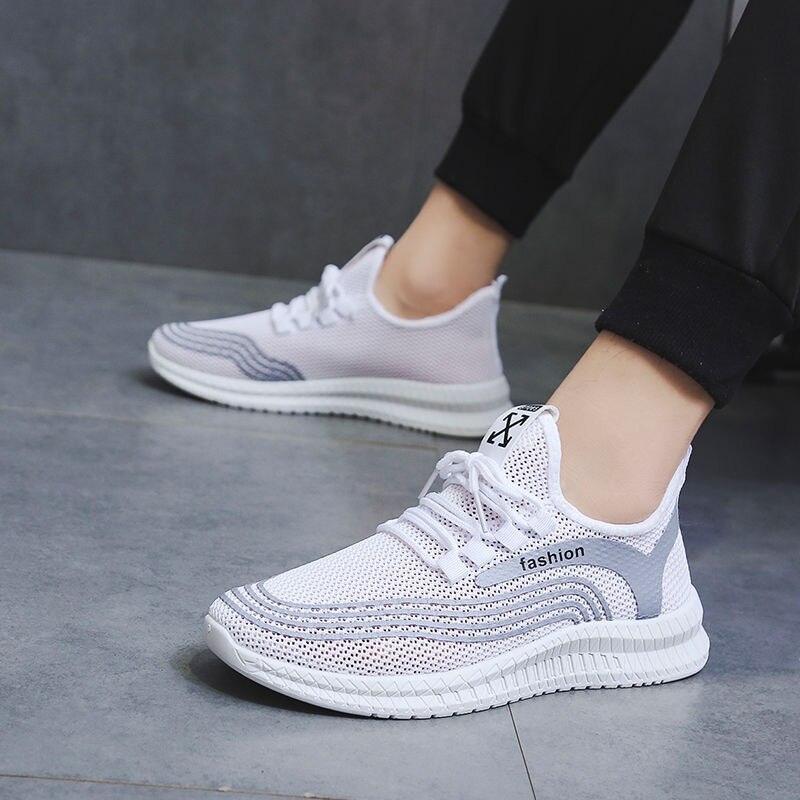 Goedkope heren casual schoenen veterschoenen basic heren platte sneakers zomer ademend mesh heren casual platte schoenen