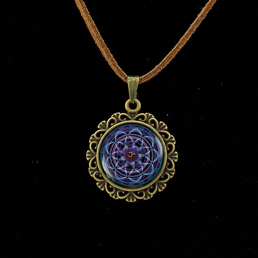 Retro Om Lederen Ketting Mandala Bloem Hanger India Choker Verklaring Kettingen Chakra Zen Yoga Vriendschap Sieraden L 214: L258