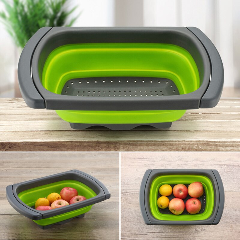Sac de rangement de cuisine en Silicone | Panier de vidange carré passoire repliable, panier de fruits et légumes filtre pliable