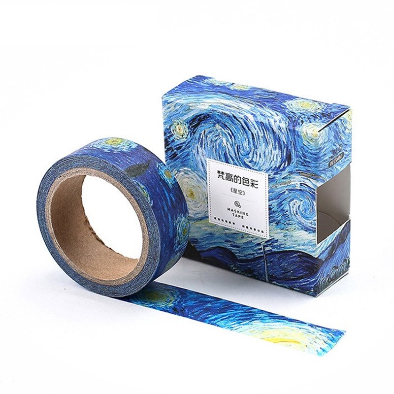 Van Goah Schilderen Papier Washi Tape 15 Mm Starry Night Irissen Abrikoos Zelfklevende Masking Tapes School Decoratie Stickers 6186