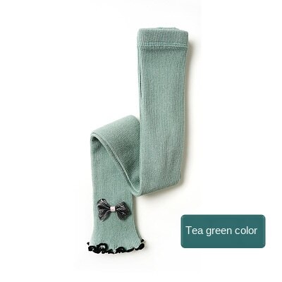 Dziewczęce legginsy dziecięce spodnie dla dziewczynek dziecięce legginsy dziecięce cukierki kolorowe spodnie kokarda bawełniana oddychająca wiosna jesień: lekki zielony / age 8-11Y