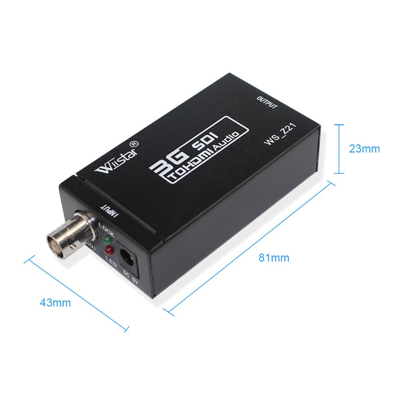 Wiistar Mini HD 3G SDI naar HDMI Converter Adapter 1080 P Ondersteuning HD-SDI/3G-SDI Signalen SDI2HDMI met Power adapter