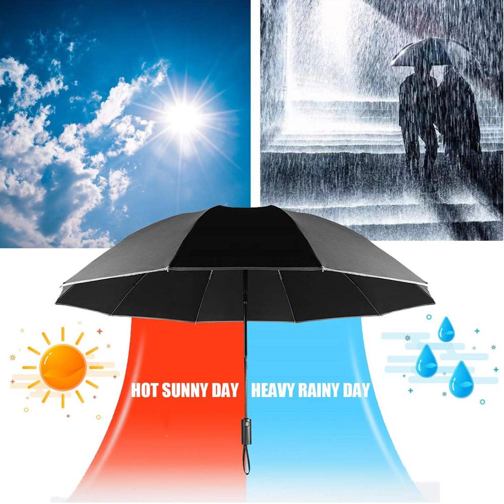 Parapluie inversé Compact coupe-vent pliable | 10 côtes Auto ouvert et fermé pliant, petit parapluie de voyage inversé