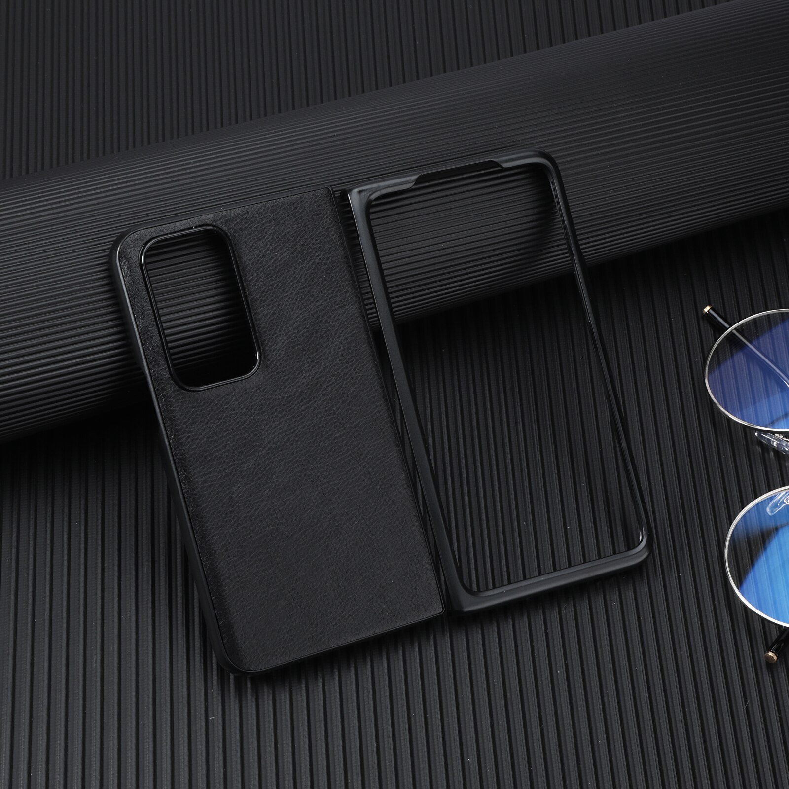 Case Voor Oppo Vinden N Premium Pu Leather Back Hard Shoockproof Cover Voor Oppo Vinden N PEUM00: Black