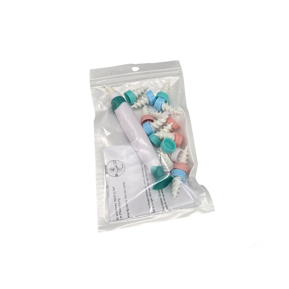 Ear Wax Remover Q Grip Ear Cleaning Tool Kit With Suction Cup Bottom Ear Wax Cleaner 16pcs Replacement Heads Cleaning Brush: Green