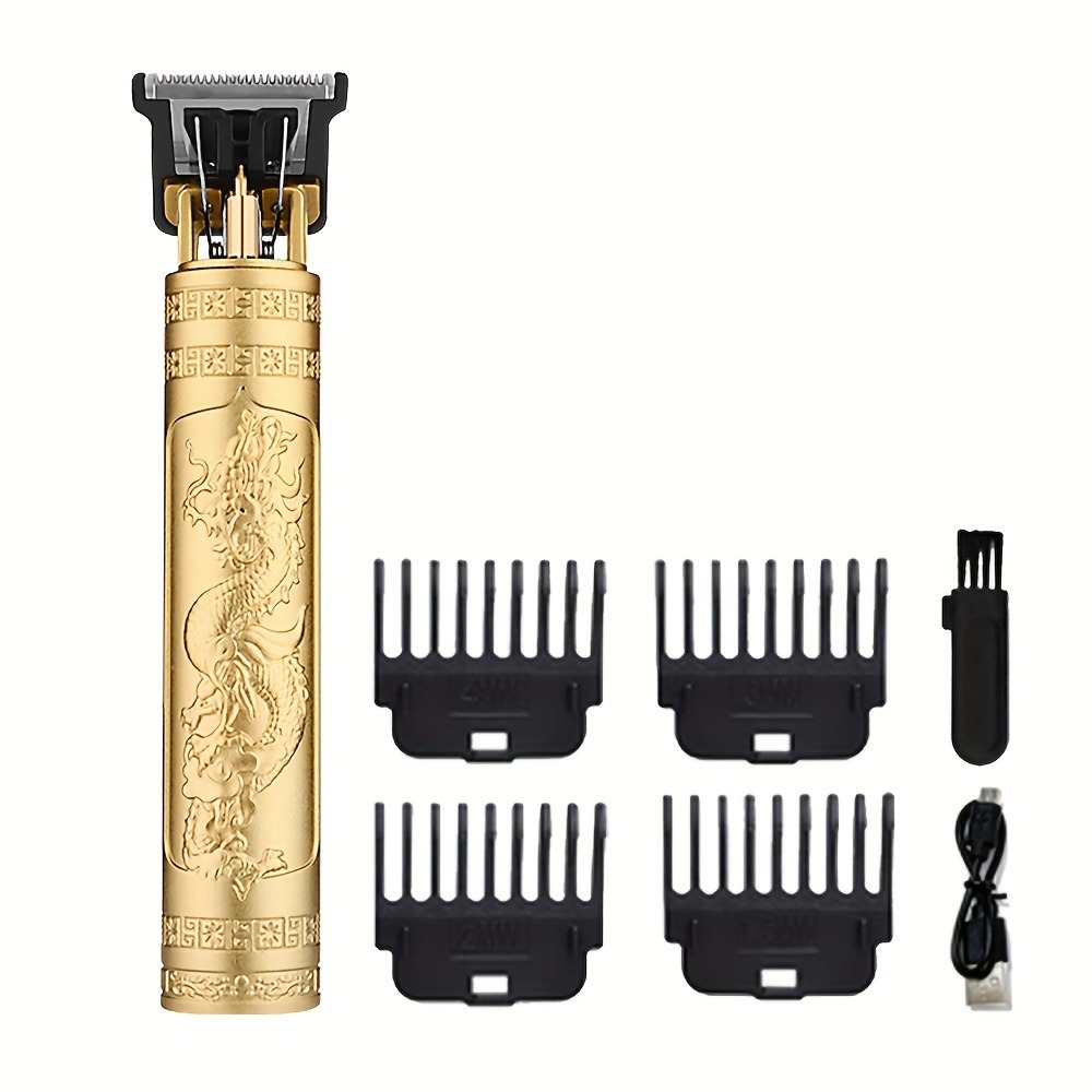 T9 mini small size barber device is easy to carry travel repair hair shaving shaving simple repair device Chinese dragon pattern: Orange