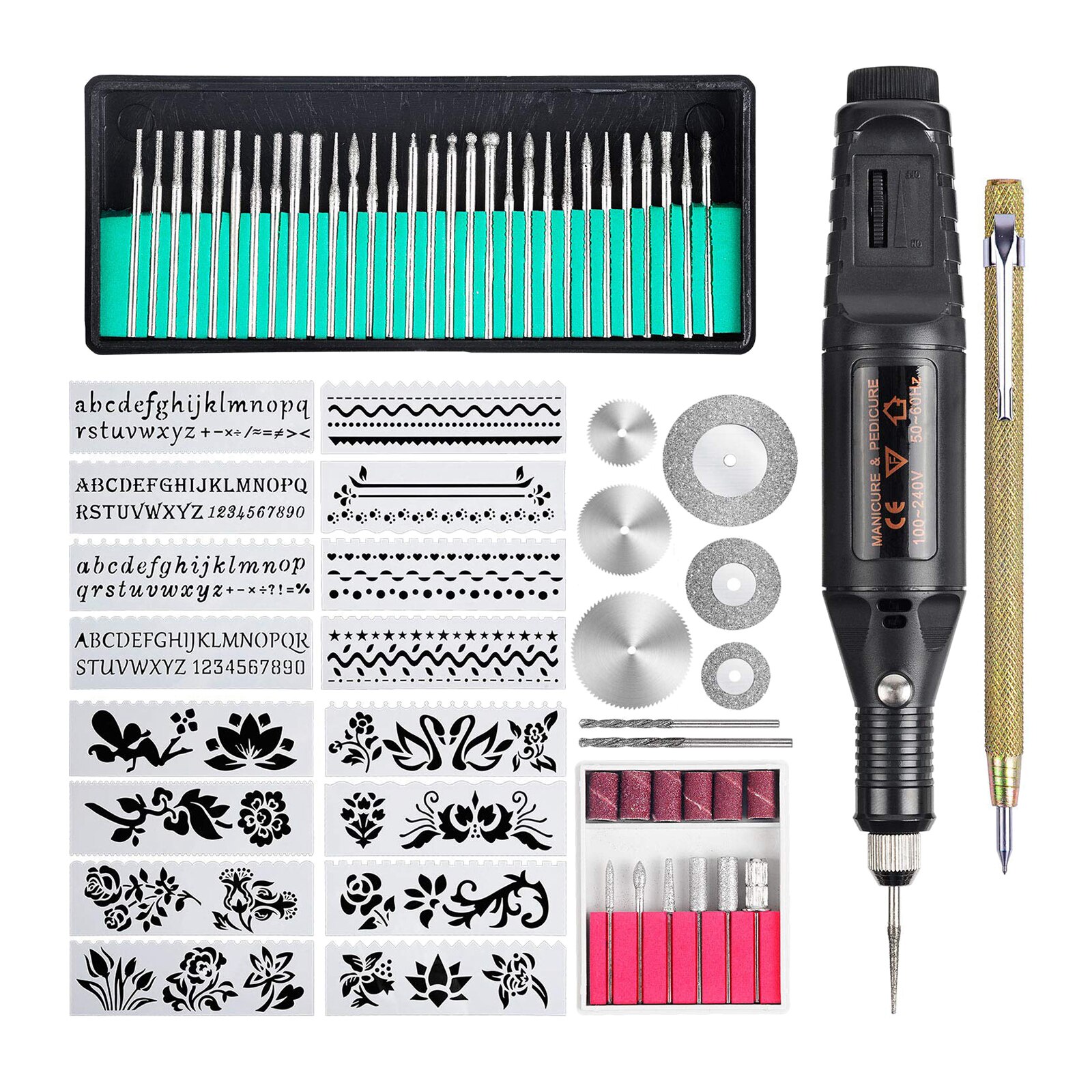 Graveren Tool Kit Elektrische Bedrade Micro Graveur Carving Etsen Pen Steen Glas Hout Mini Graveur Keramische Palstic Diy