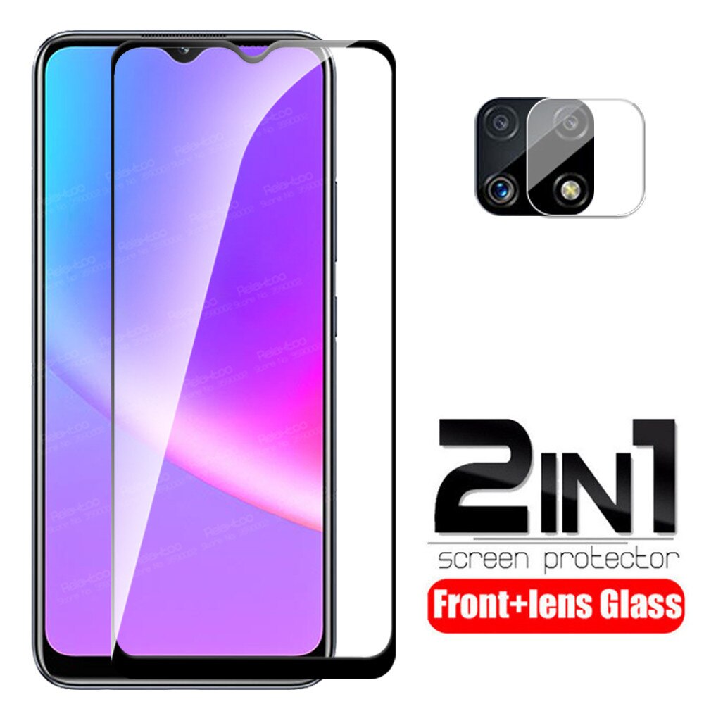 For Realme C25s Glass Camera Tempered Protective Glass Realme C25 S Realmi C 25 s 25s Screen Protector Armor 9D Cover Phone Film: 2 in 1Front 1Camera / For Realme C25