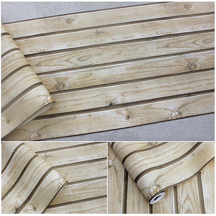 3D 3D Wood Texture Chinese Imitation Wood-Grain Wallpaper Log Color Vintage Wood Ceiling Attic Ceiling Wallpaper: 404