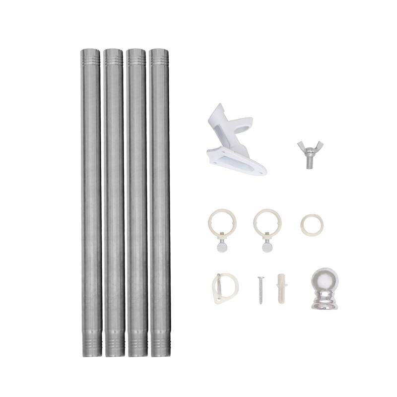 1 Set Vlag Pole Kit Outdoor Roterende Wirwar Vlaggenmast Met Beugel: Silver / 200X2.3cm